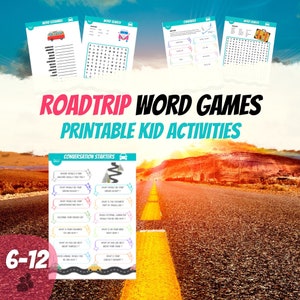 Juegos de palabras para niños de viaje por carretera imprimibles / Actividad familiar de vacaciones, revueltas de palabras, búsqueda de palabras, charadas / Para viajes en coche durante las vacaciones de verano