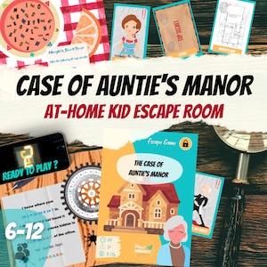 Detective Escape Room kit for kids | Auntie's Manor | Family printable game & Escape room kit for kids | Home mystery birthday party game