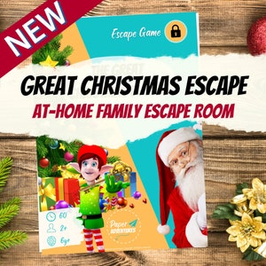 Christmas festive Escape Room Game | DIY Printable Kit Escape Game for Kids and Family | Great Christmas Escape | Santa Children Games Gift