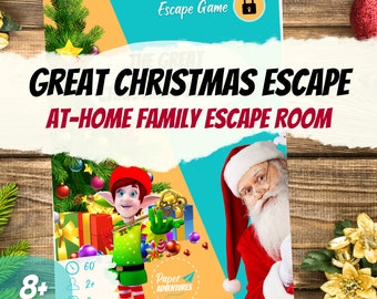Christmas Escape Room Game | DIY Printable Kit Escape Game for Kids and Family | Great Christmas Escape | Santa Festive Children Games Gift