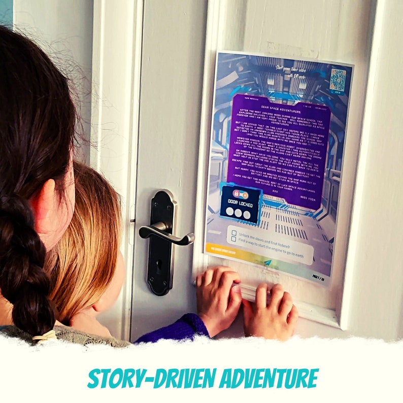 Space Escape Room for kids "Great Space Escape" | Family printable game & kid escape room DIY kit | Home Galaxy spaceship birthday game - kids reading story of game