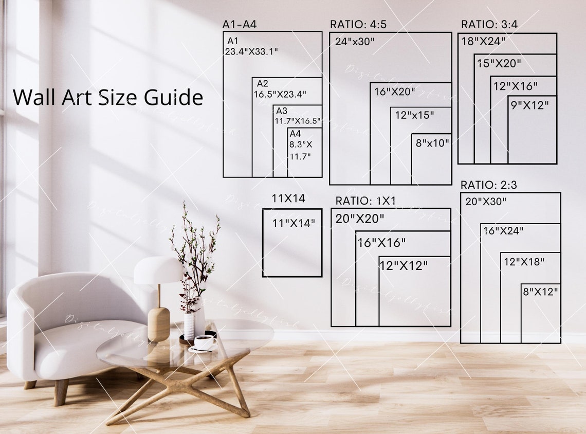 Wall Art Size Guide Frame Size Guide Print Size Guide Etsy
