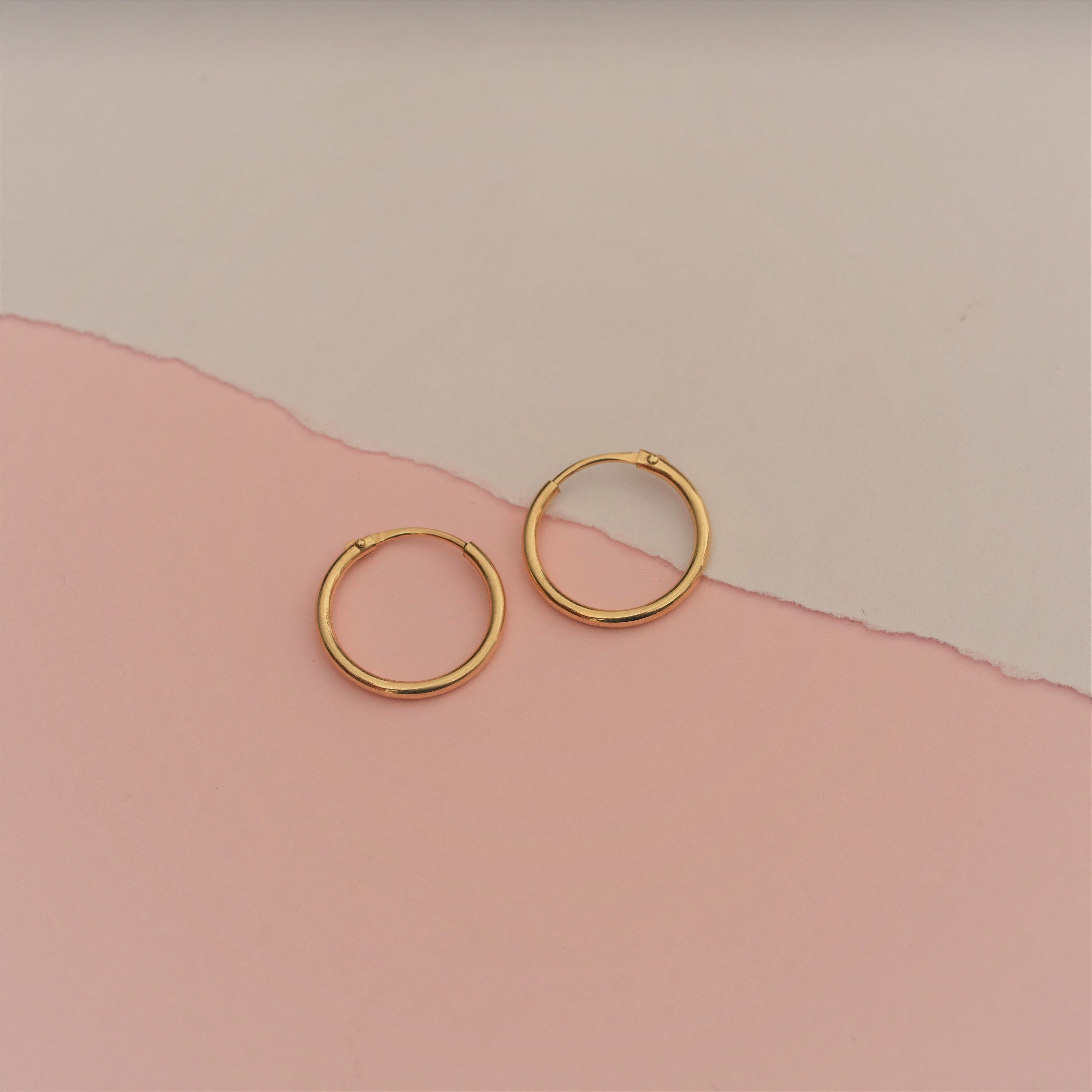 14K Solid Gold Endless Hoop Earrings Tiny Hoop Earrings One Etsy UK