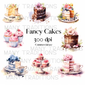 Fancy Cake Clipart voor verjaardagen, babyborrels, jubilea, speciale gelegenheden, scrapbooking
