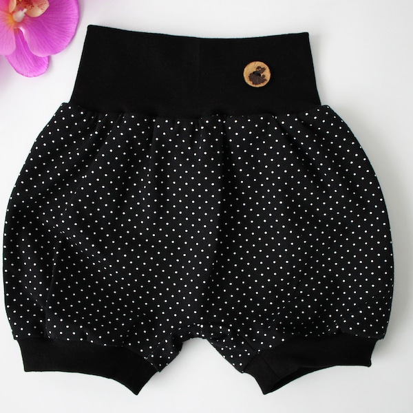 Pumphose kurz, Babyhose, Sommerhose "Polkadot" mit Kokosknopf  (80/92, 98/104, 110/116)