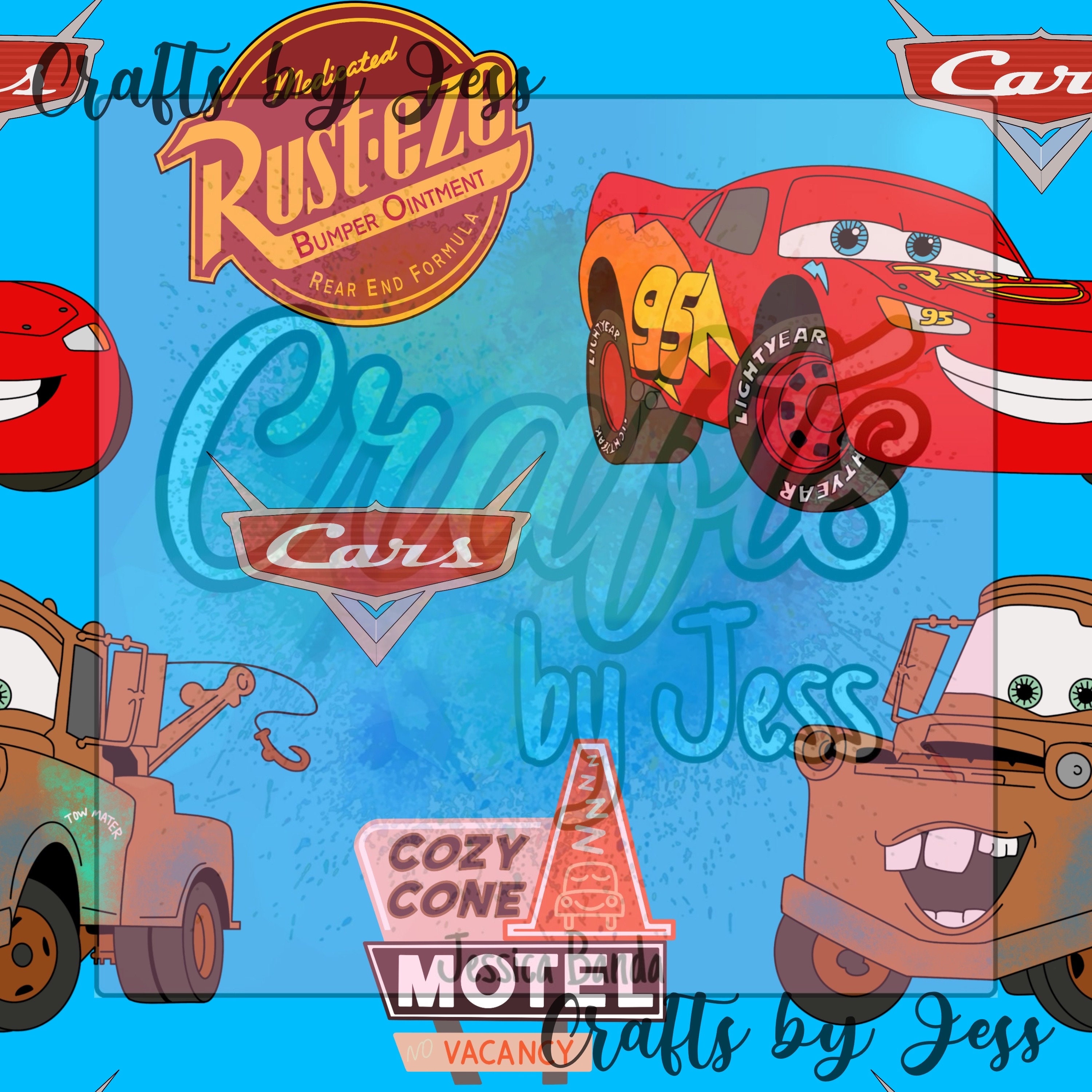 Disney Cars Pattern Mcqueen Cars Blue Seamless Pattern - Etsy