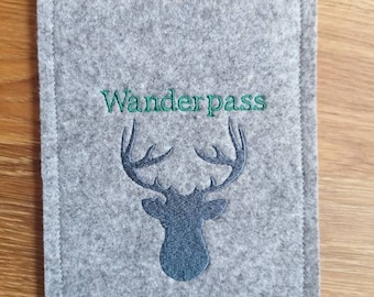 Bestickte Filz Wanderpass Hüllen - passend zb. für Stempelheft Harzer Wandernadel