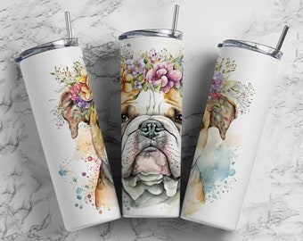 Bull Dog with flowers Cup