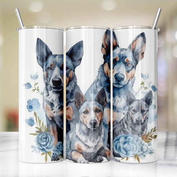 Blue Heeler with Roses Cup