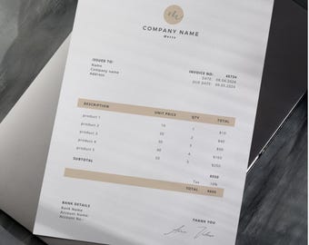 Plantillas de facturas editables Conjunto de 3 diseños de facturas profesionales para una facturación sencilla Descarga digital para pequeñas empresas