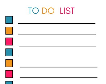 Veelkleurige takenlijst, digitale download, kantoor- en thuisorganisatie