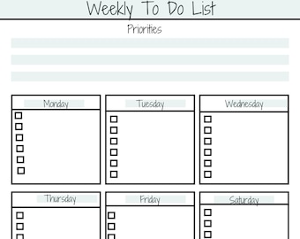 Wekelijkse takenlijst - Digitale download, organisatie, notities, kantoor, thuis, schema