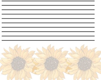 Digitale download zonnebloemnotities, notitieblok, organisatie