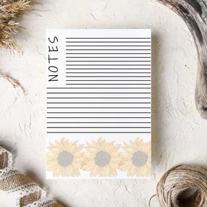 Digital Download Sunflower Notes, Notepad, Organization - Etsy
