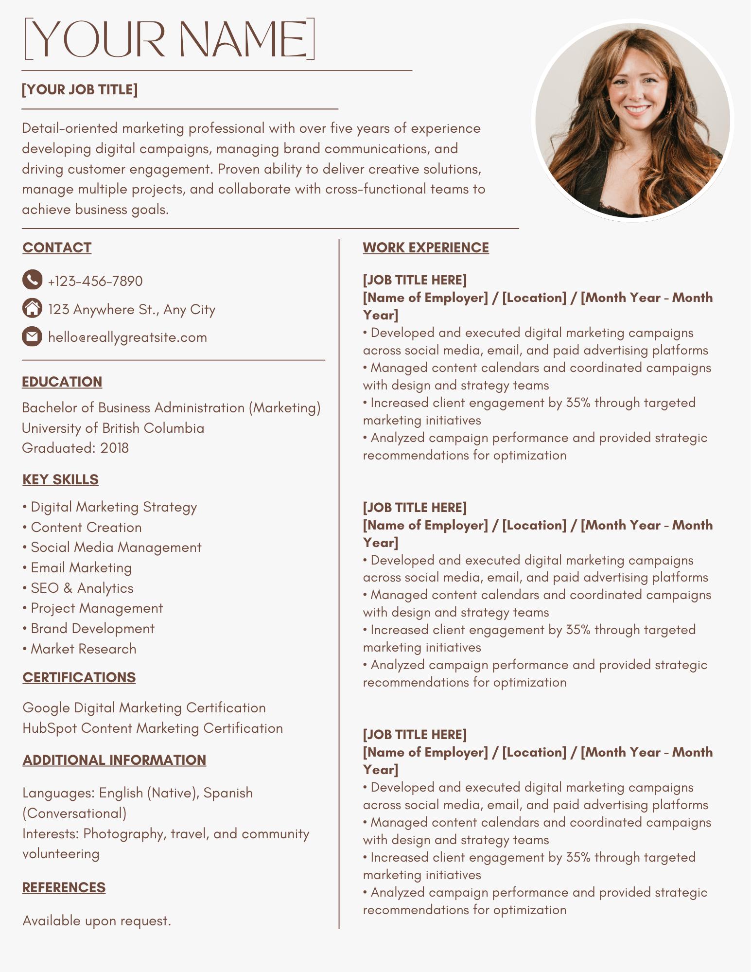 Modern Resume Cover Letter Canva Template Bundle | Editable CV ...