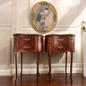 SOLD-Antique French Louis XV Nightstand Set-French Side Tables, completely refinished French Side Tables in Amazing Condition