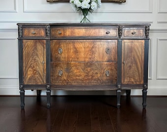 Antique French Buffet Cabinet | Burl Wood Sideboard | Carved Wood Server | Statement- Note: Shipping is not included. Please message m