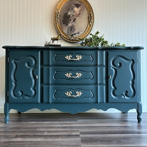 SOLD-Moody French Provincial Dresser Buffet Cabinet, Vintage French Provincial Cabinet Dresser