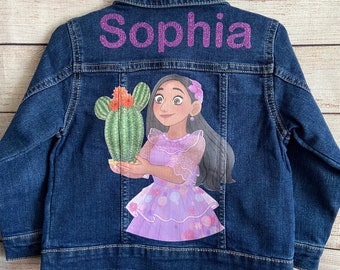 Encanto Jean Jacket, Isabela or Mirabel theme, we have many size available, & 2 desings available.