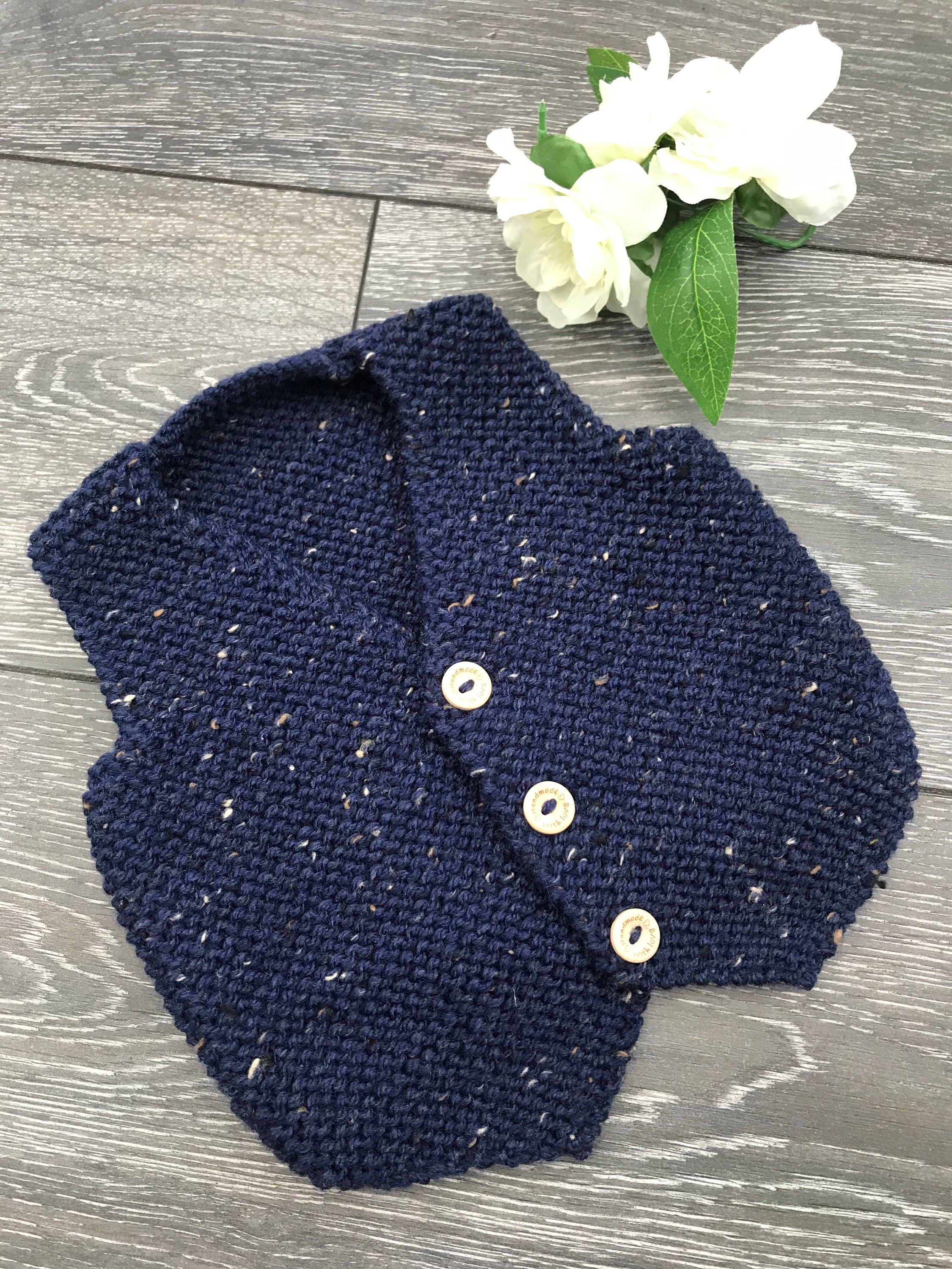 Baby Boy Waistcoat Hand Knit in Two Shades of Blue Aran Yarn Etsy UK