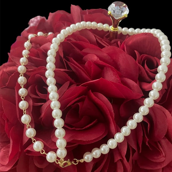Perlenkette Perlenkette für Damen, Handgemacht mit Perlen, Einheitsgröße, Gold, Elegant, Für Jeden Anlass, Weiche Perlen kratzen nicht, Mit Geschenkbox
