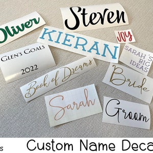 Custom Name Decals Permanent Vinyl Great for Glassware such as Mugs, Wine Glasses, Tumblers, Plastic Cups Gift Idea image 1