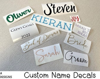 Custom Name Decals - Permanent Vinyl | Great for Glassware such as Mugs, Wine Glasses, Tumblers, Plastic Cups | Gift Idea