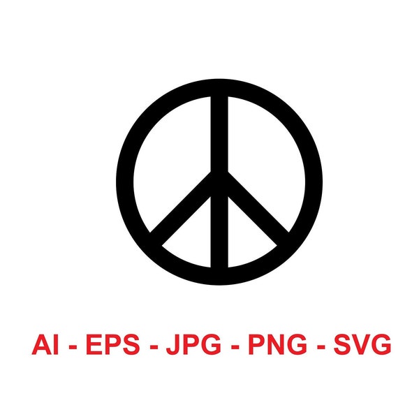 Peace Sign Instant Download | SVG-| AI-| PNG-| Jpg | Eps | Hoge kwaliteit | Cricut | Silhouet