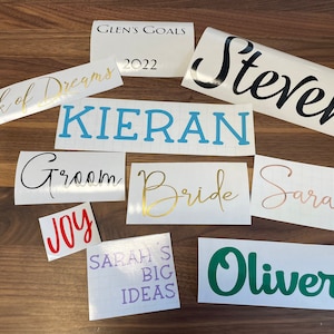 Custom Name Decals Permanent Vinyl Great for Glassware such as Mugs, Wine Glasses, Tumblers, Plastic Cups Gift Idea image 2