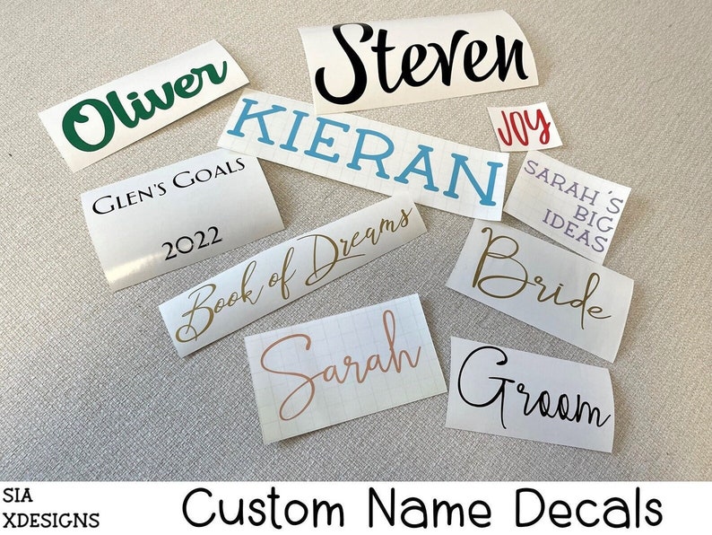 Custom Name Decals Permanent Vinyl Great for Glassware such as Mugs, Wine Glasses, Tumblers, Plastic Cups Gift Idea image 1