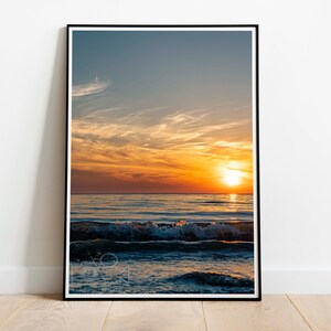 Digital Print, Wall Art, Photo of the Sunset and Waves