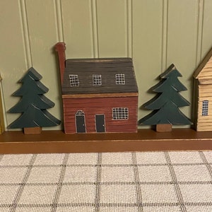 Colonial Houses and Trees Primitive Rustic All Season Decor