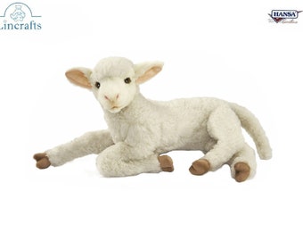 Lying Lamb 6563 Plush Soft Toy sheep By Hansa Creation Sold by Lincrafts UK Est. 1993