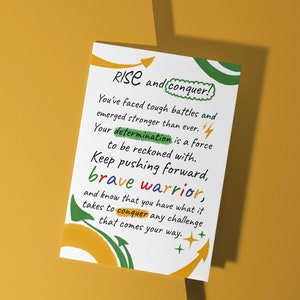Levante-se e conquiste, você pode fazer isso cartas, mais forte do que nunca, continue avançando, carta de incentivo, bravo guerreiro