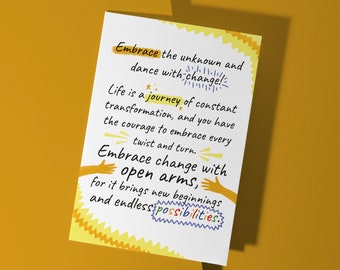 Embrace Change, New Chapter, New Beginnings, Encouragement Card