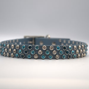 21 - 23&quot; Inches / Petrol Blue Biothane Dog Collar, Waterproof, Durable, Smell Proof, Easy to Clean Vegan Leather, Bling Collar