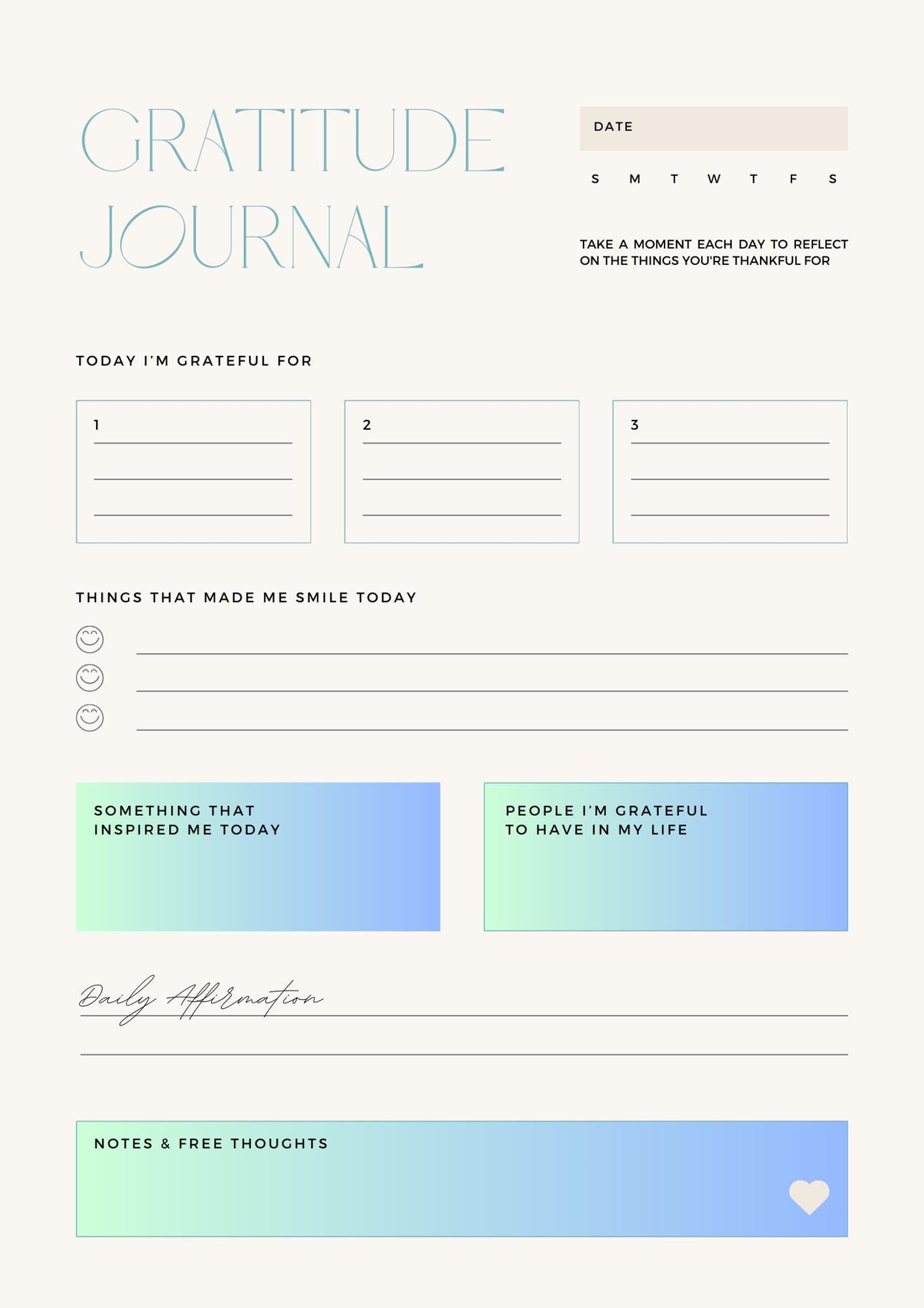 Cute Gratitude Journal Page - Etsy