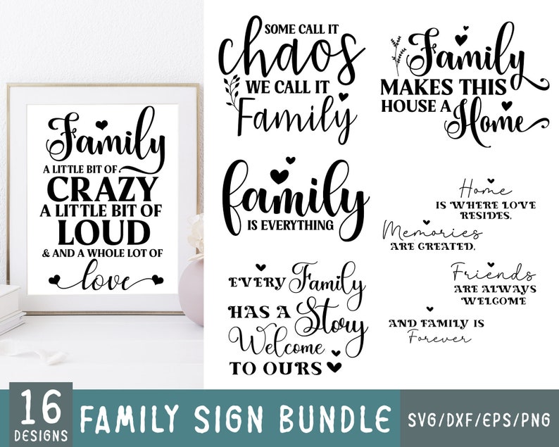 Family Sign Svg Bundle, Funny Cut Files, Home Decoration Pack, Farmhouse Family Quote SVG Sign Bundle, Family svg Quotes, Family Sign SVG image 2