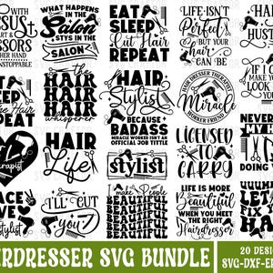 Hairdresser SVG Bundle: Hairstylist T-Shirt Designs (Digital Download, 20 Files)