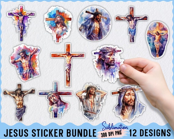Jesus Watercolor Sticker Bundle: Christian Art (Digital Download)