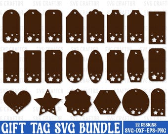 Gift Tag SVG Bundle: Custom Label Template, Cloth Tag Cut File (Digital Download)