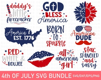 4th of July SVG Bundle: Patriotic USA Designs (Cut Files)