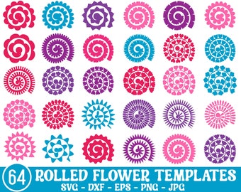 Rolled Paper Flower SVG Bundle: 64 Flower & Leaf Templates (Digital Download)