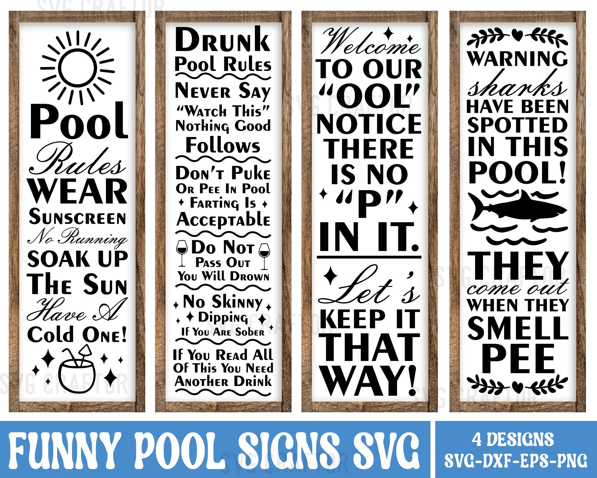 Funny Pool Rules Signs SVG Bundle: Vertical Welcome Signs (digital ...