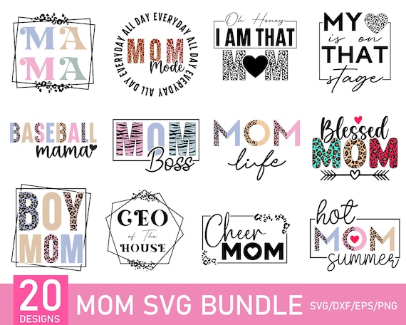 Mom Quotes SVG Bundle: Mama Shirt Designs (Digital Download)