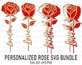 Personalized Rose Svg Bundle, Rose Flowers Svg, Love Svg File, Valentine's Day Svg, Laser Cut Files, Anniversary Gifts, Glowforge CNC Cricut