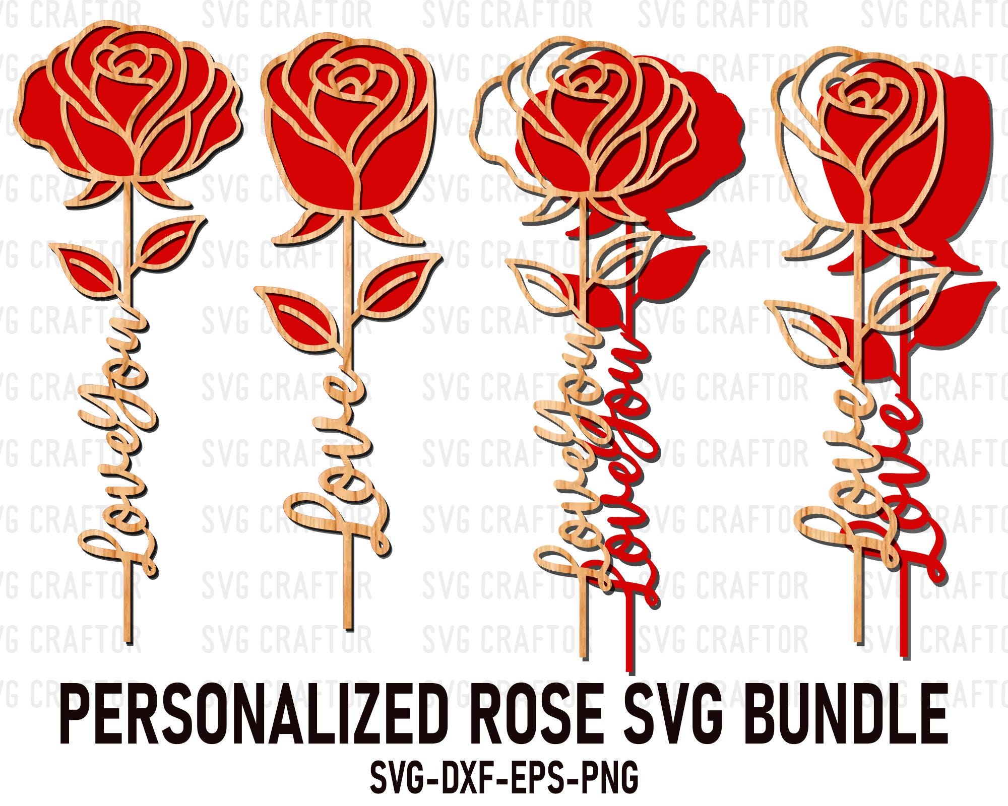 Personalized Rose Svg Bundle, Rose Flowers Svg, Love Svg File