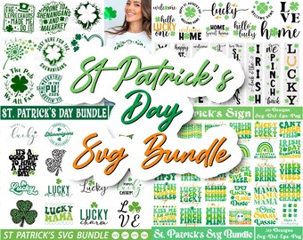 St Patrick's Day SVG Bundle, Lucky Clover Designs (Digital Download