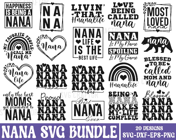 Nana SVG Bundle: Shirt Designs, Grandkids, Family (Digital Download)