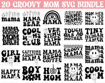 Groovy Mama SVG Bundle: Boho Mom Designs (Digital Download)